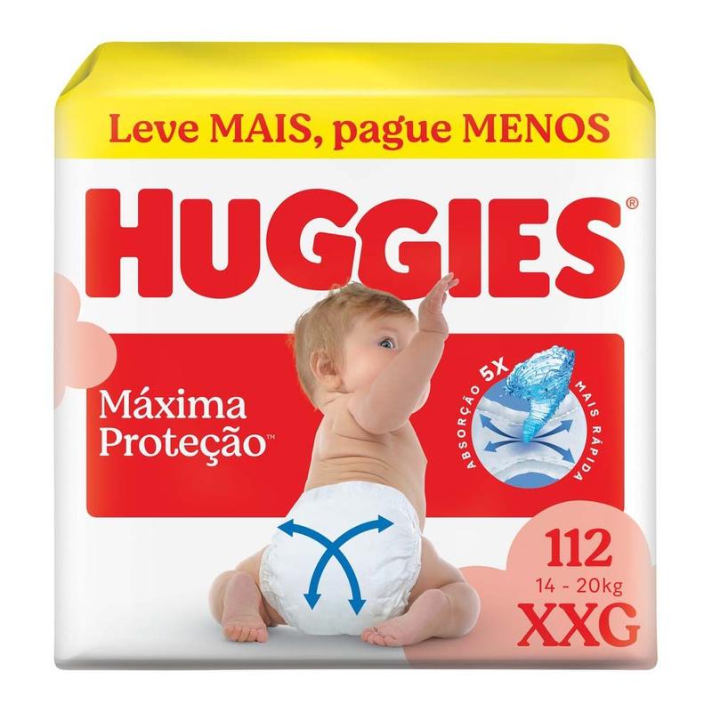 Fralda Descartável Huggies Máxima Proteção XXG 14 a 20kg 112 Unidades